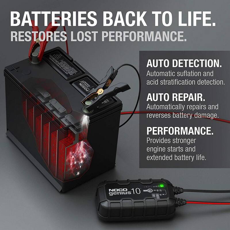 NOCO GENIUS GENIUS10, 10-Amp Fully-Automatic Smart Charger, 6V & 12V Battery Charger & Battery Maintainer - Genius10
