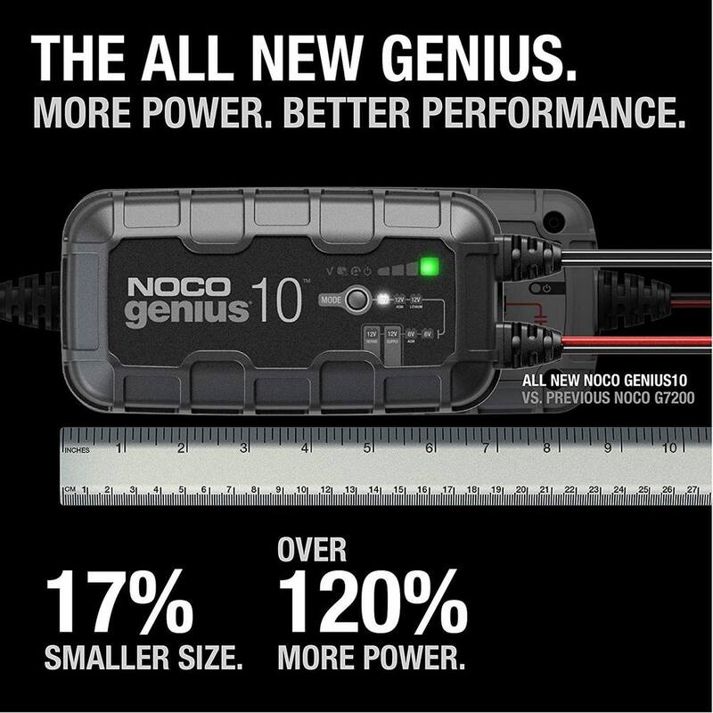 NOCO GENIUS GENIUS10, 10-Amp Fully-Automatic Smart Charger, 6V & 12V Battery Charger & Battery Maintainer - Genius10