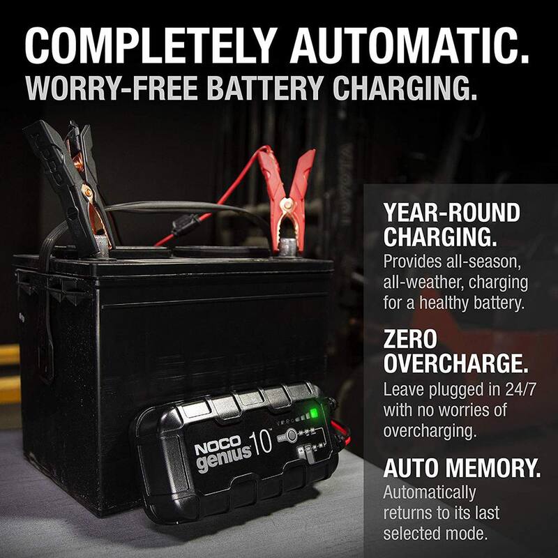 NOCO GENIUS GENIUS10, 10-Amp Fully-Automatic Smart Charger, 6V & 12V Battery Charger & Battery Maintainer - Genius10
