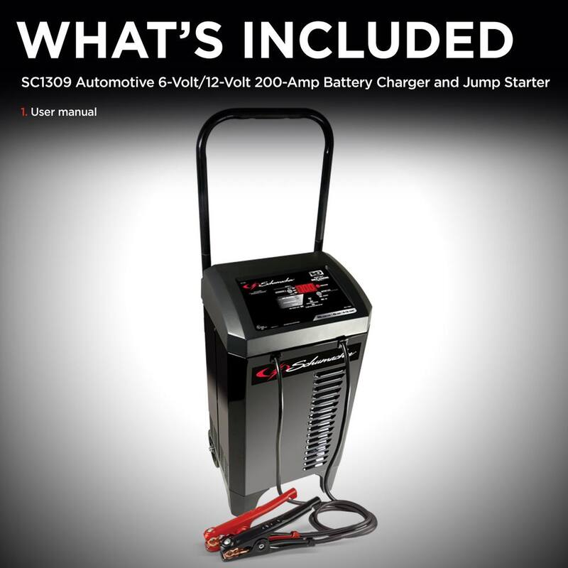 Schumacher Electric Automotive 6 Volt and 12 Volt 200 Amp Fully Automatic Wheeled Jump Starter and Battery Charger with 40 Amp Boost - SC1309