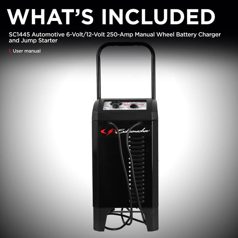 Schumacher Electric Automotive 6-Volt/12-Volt 250-Amp Manual Wheel Battery Charger and Jump Starter with a 135-Minute Timer - SC1445