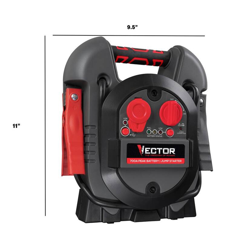 VECTOR 700 Peak Amp Automotive Jump Starter, Portable Power - 10W USB Port, 12V DC Port - J312V