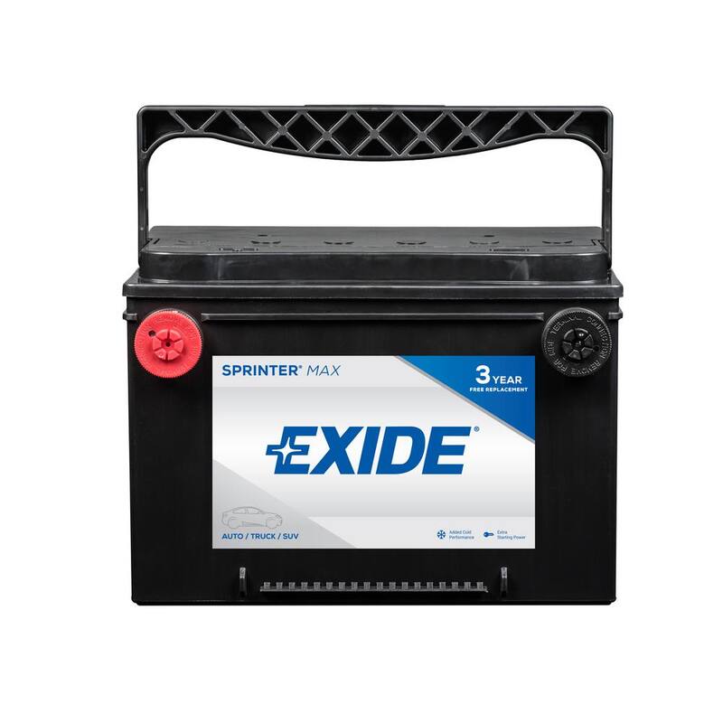 Exide SPRINTER MAX 12 volts Lead Acid 6-Cell 78 Group Size 800 Cold Cranking Amps (BCI) Auto Battery - SX78