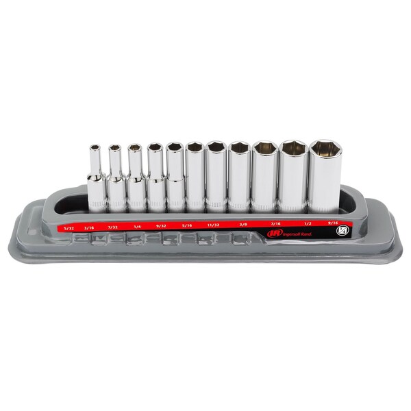 Ingersoll-Rand 11 Piece 1/4 Inch Drive Deep Socket Set - SAE 6-Pt - 752046X