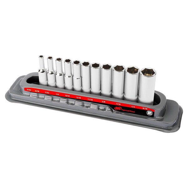 Ingersoll-Rand 11 Piece 1/4 Inch Drive Deep Socket Set - SAE 6-Pt - 752046X