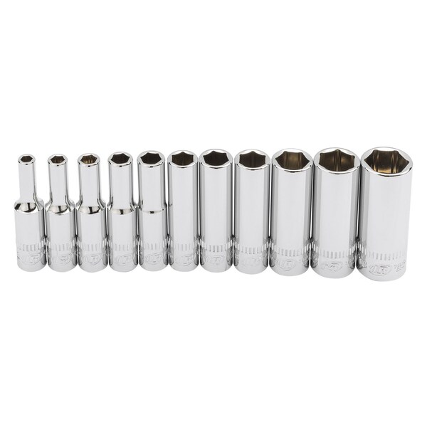 Ingersoll-Rand 11 Piece 1/4 Inch Drive Deep Socket Set - SAE 6-Pt - 752046X