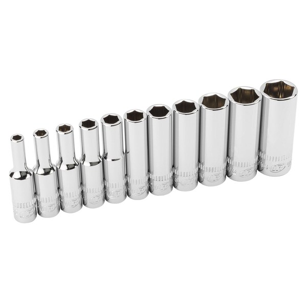 Ingersoll-Rand 11 Piece 1/4 Inch Drive Deep Socket Set - SAE 6-Pt - 752046X
