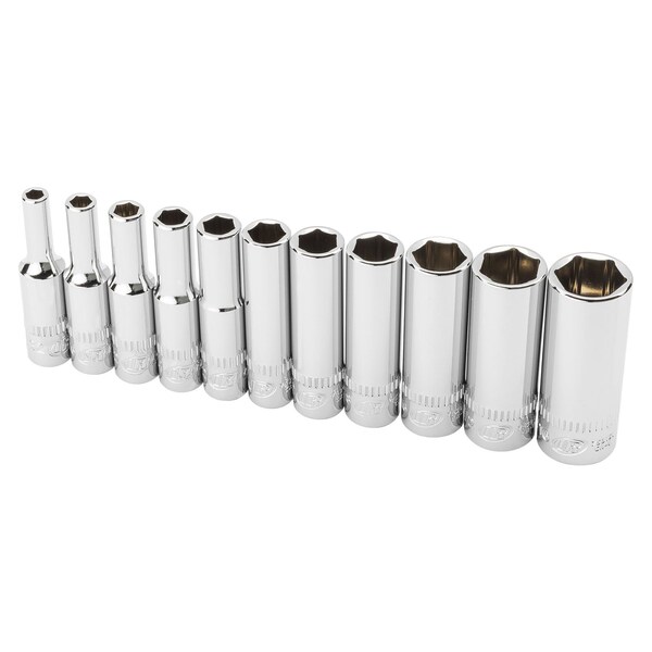 Ingersoll-Rand 11 Piece 1/4 Inch Drive Deep Socket Set - SAE 6-Pt - 752046X