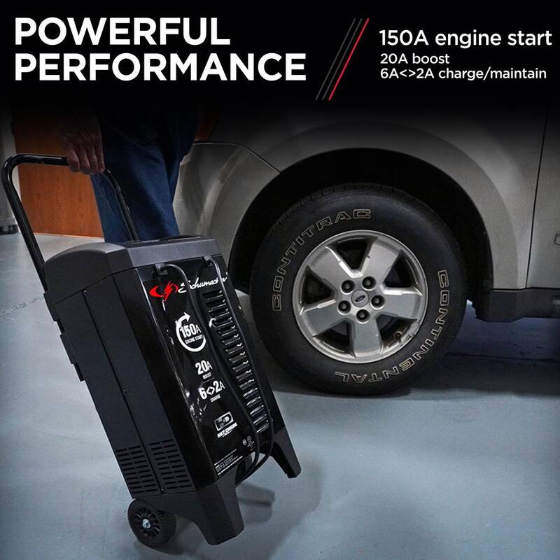 Schumacher Electric Automotive 12-Volt 150-Amp Fully Automatic Wheeled Jump Starter and Battery Charger with 20-Amp Boost - SC1364