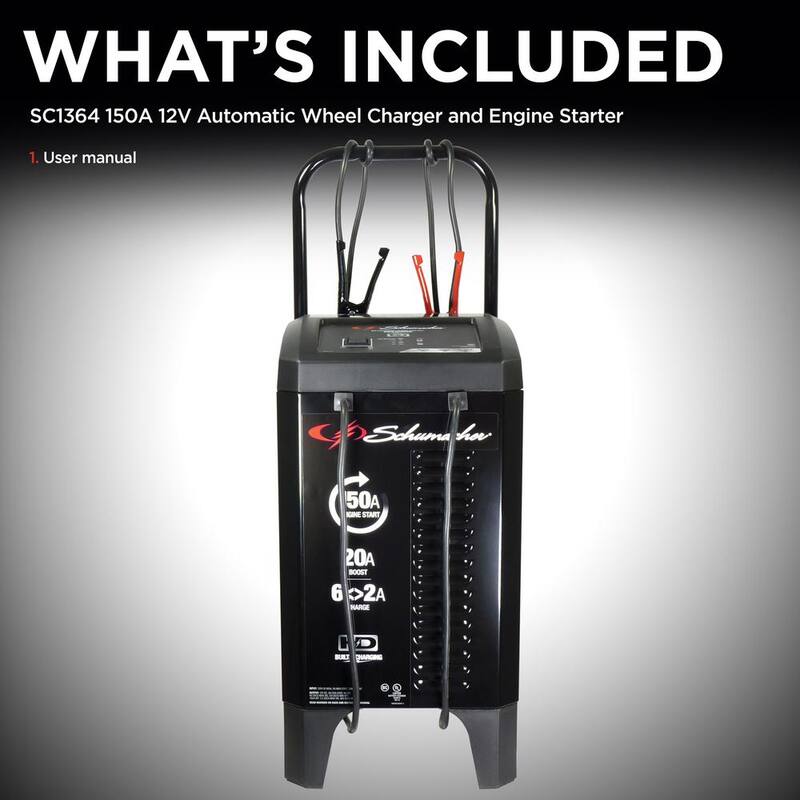 Schumacher Electric Automotive 12-Volt 150-Amp Fully Automatic Wheeled Jump Starter and Battery Charger with 20-Amp Boost - SC1364