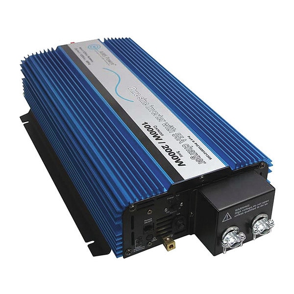 Aims Power Power Inverter and Battery Charger, Pure Sine Wave, 2,000 W Peak, 1,000 W Continuous - PIC100012120S