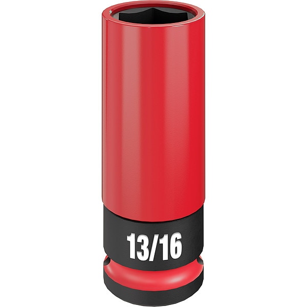 Milwaukee Tool 1/2 in Drive Lug Nut Wheel Socket 13/16 in Size, Deep Socket, Black Phosphate - 49-66-7811