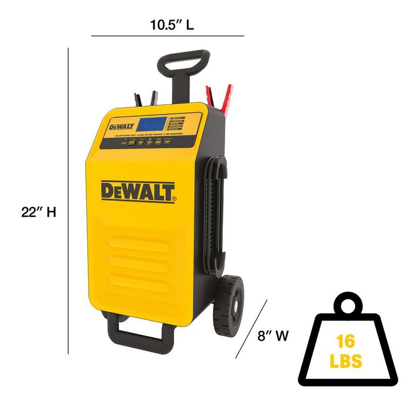 DEWALT Professional Rolling 40 Amp Battery Charger, 3 Amp Maintainer with 200 Amp Engine Start - DXAEC200