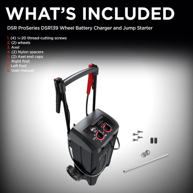 Schumacher Electric DSR Professional Grade 12 Volt, 225 Amp Manual Wheeled Battery Charger and Jump Starter - DSR139