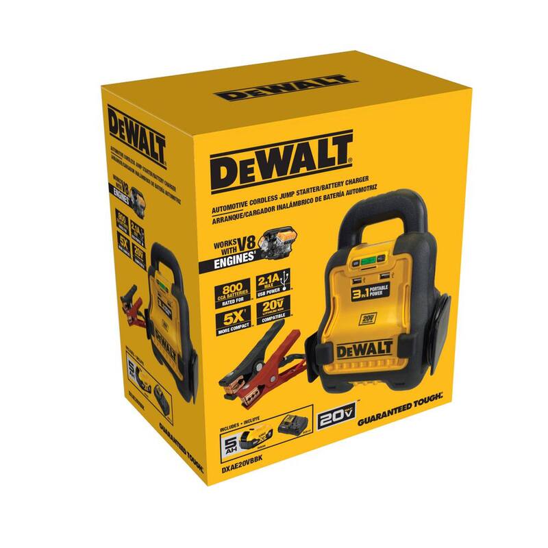 DEWALT Battery Booster Combo Pack Compatible With 20V XR 5 AH Lithium-Ion Battery, includes 5AH Battery and Charger - DXAE20VBBK