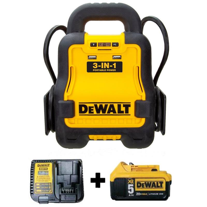 DEWALT Battery Booster Combo Pack Compatible With 20V XR 5 AH Lithium-Ion Battery, includes 5AH Battery and Charger - DXAE20VBBK