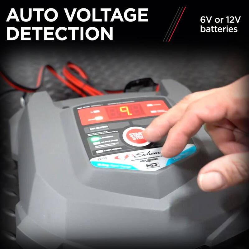 Schumacher Electric 15A 6-Volt/12-Volt Fully Automatic Battery Charger and Maintainer with Auto Voltage Detection - SC1323