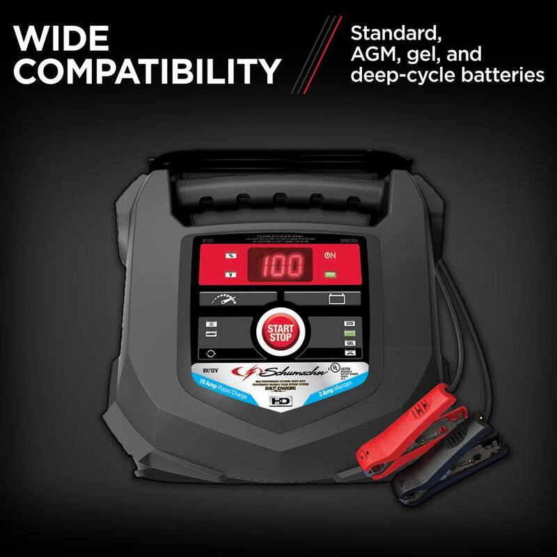Schumacher Electric 15A 6-Volt/12-Volt Fully Automatic Battery Charger and Maintainer with Auto Voltage Detection - SC1323