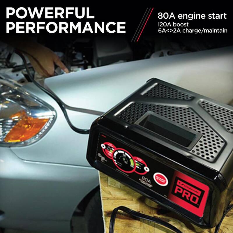 Schumacher Electric 80 Amp Automotive Battery Charger, Engine Starter, Maintainer with Boost Mode for Pro and Home Use - SPR1629