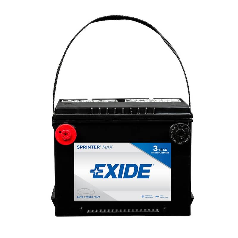 Exide SPRINTER MAX 12 volts Lead Acid 6-Cell 75 Group Size 700 Cold Cranking Amps (BCI) Auto Battery - SX75