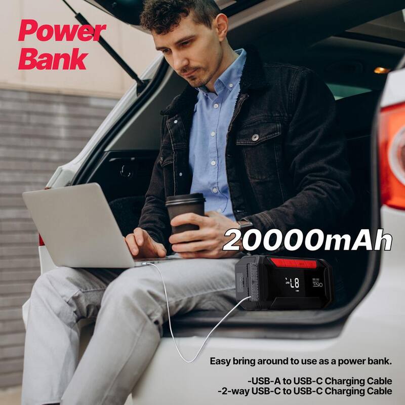 One Smart Consumer Electronics Gear 2000A 12V Portable Jump Starter, Up to 8.5L Gas and 6L Diesel Engines, Built-In 20000 mAh USB Power Bank, with Hard Case - OAJS-2001