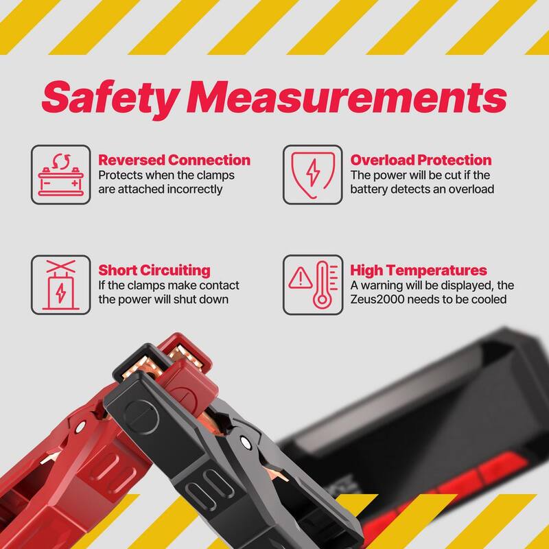 One Smart Consumer Electronics Gear 2000A 12V Portable Jump Starter, Up to 8.5L Gas and 6L Diesel Engines, Built-In 20000 mAh USB Power Bank, with Hard Case - OAJS-2001