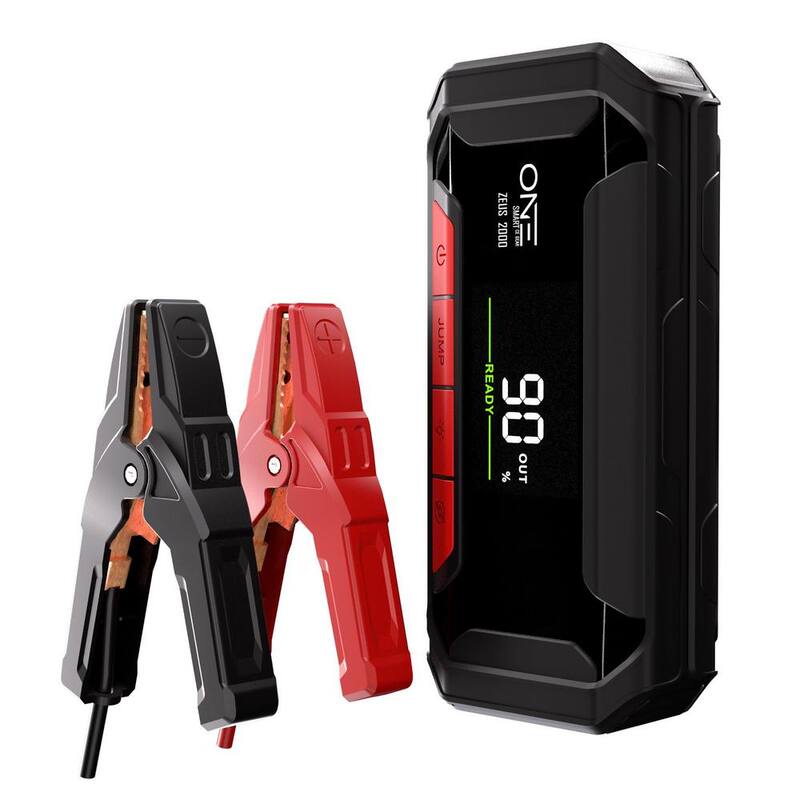 One Smart Consumer Electronics Gear 2000A 12V Portable Jump Starter, Up to 8.5L Gas and 6L Diesel Engines, Built-In 20000 mAh USB Power Bank, with Hard Case - OAJS-2001