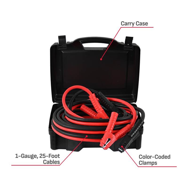Schumacher Electric 1-Gauge, 25-Foot Extreme-Duty Jumper Cables, Rated for 900 Amps - BC1
