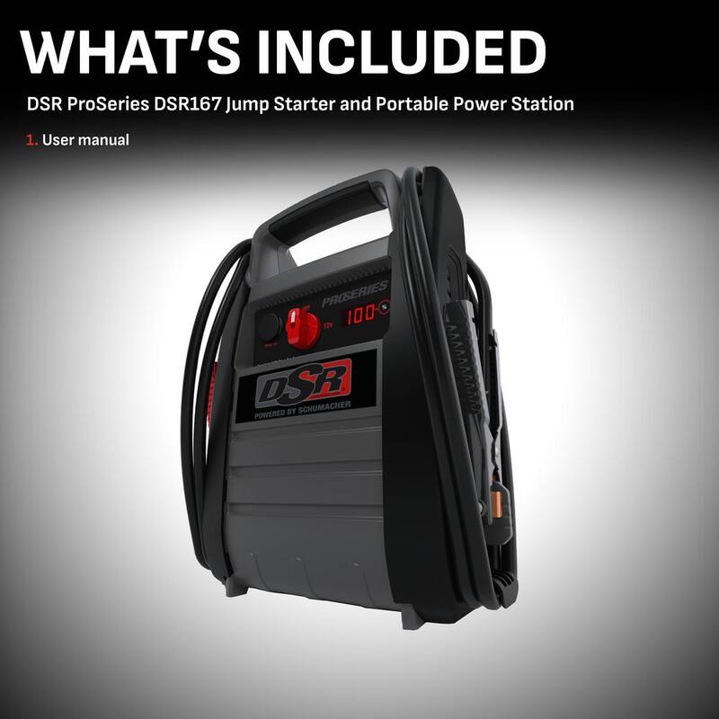 Schumacher Electric DSR Professional Grade 2250 Peak Amp 12-Volt Jump Starter and Portable Power Station with 400 Watt Inverter - DSR167