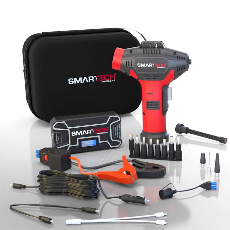 Smartech Products Power Kit TECH-5000P Vehicle Jump Starter and Power Bank with Accessories + Air Compressor + Carrying Case - TECH-5000P