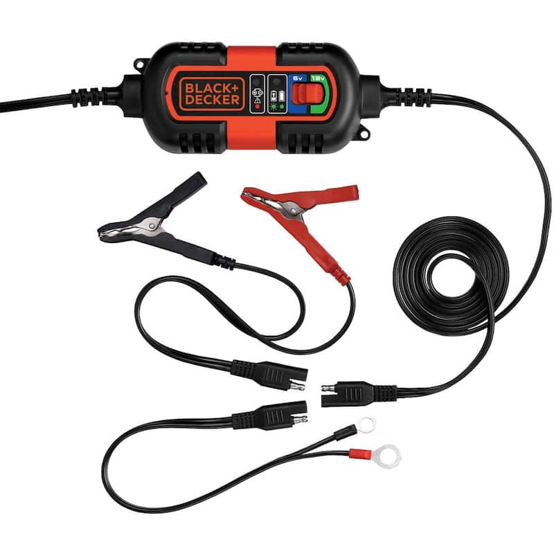 BLACK+DECKER 1.2 Amp Portable Car Battery Charger/Maintainer Compatible with 6 and 12-Volt AGM, GEL and WET Auto/Marine Batteries - BM3B