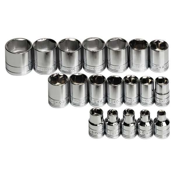 Sk Professional Tools 3/8" Drive Socket Set Metric 19 Pieces 6 mm to 24 mm , Chrome - 3919