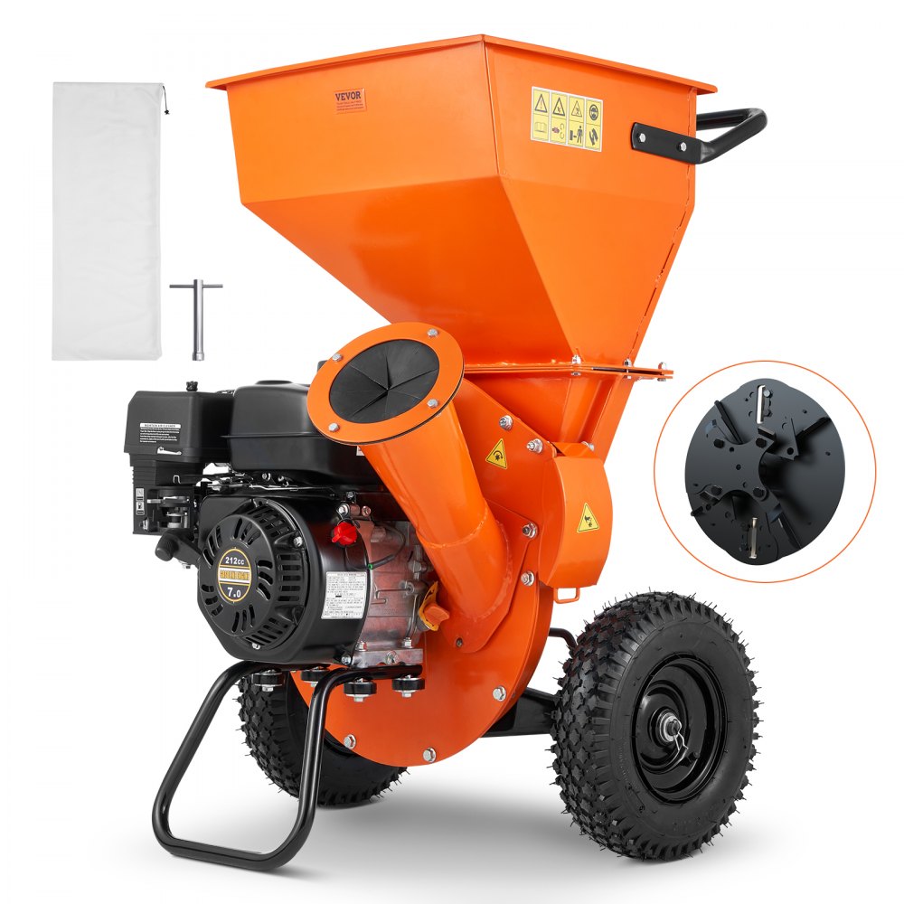VEVOR Wood Chipper Shredder Mulcher 7HP Heavy Duty Gas Powered 3” 212cc 4.1 kW - RYXPJ212CC4195578V0
