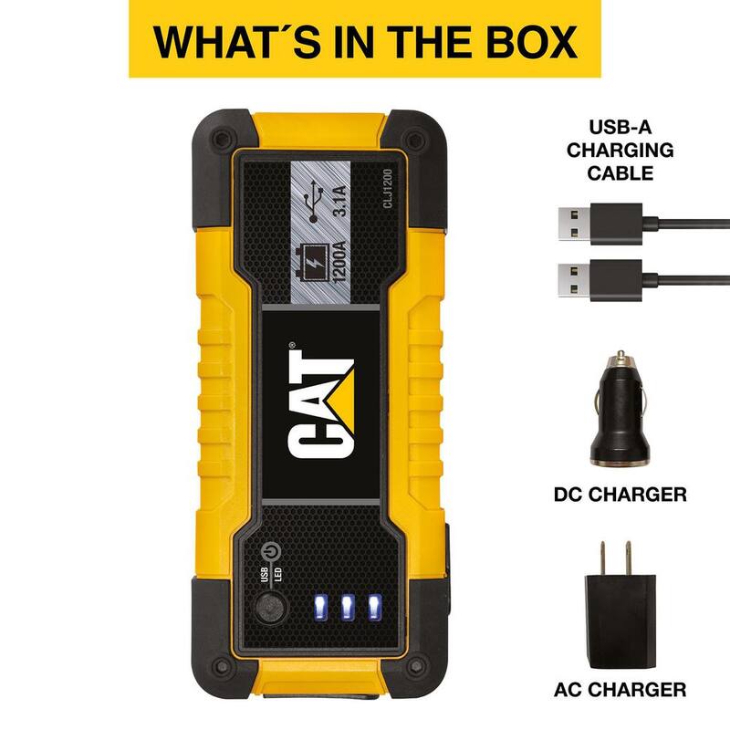 CAT 1200 Peak Amp Automotive Lithium Jump Starter, Portable Power - 15W USB-A & USB-C - CLJ1200