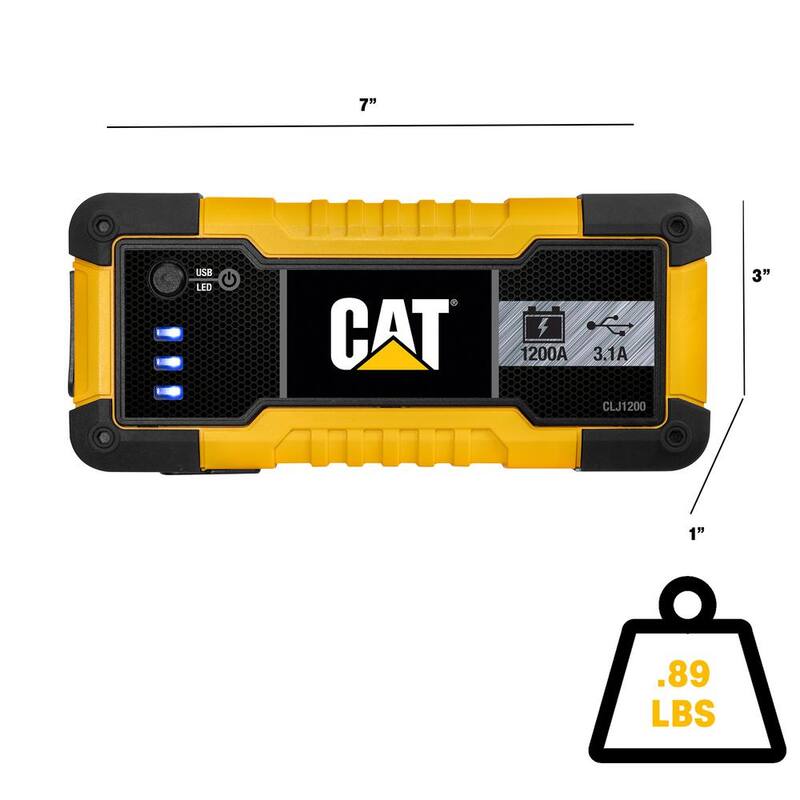 CAT 1200 Peak Amp Automotive Lithium Jump Starter, Portable Power - 15W USB-A & USB-C - CLJ1200