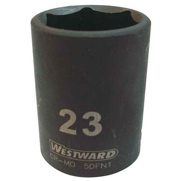 Westward 1/2 in Drive Impact Socket 23 mm Size 6 pt Standard Depth, Black Oxide - 5DFN1