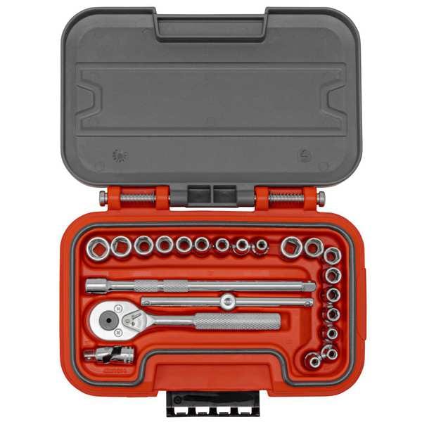 Proto 1/4 in Drive Socket Set Metric, SAE 22 Pieces 5/32 in to 7/15 in, 4 mm to 10 mm , Chrome - J47322S