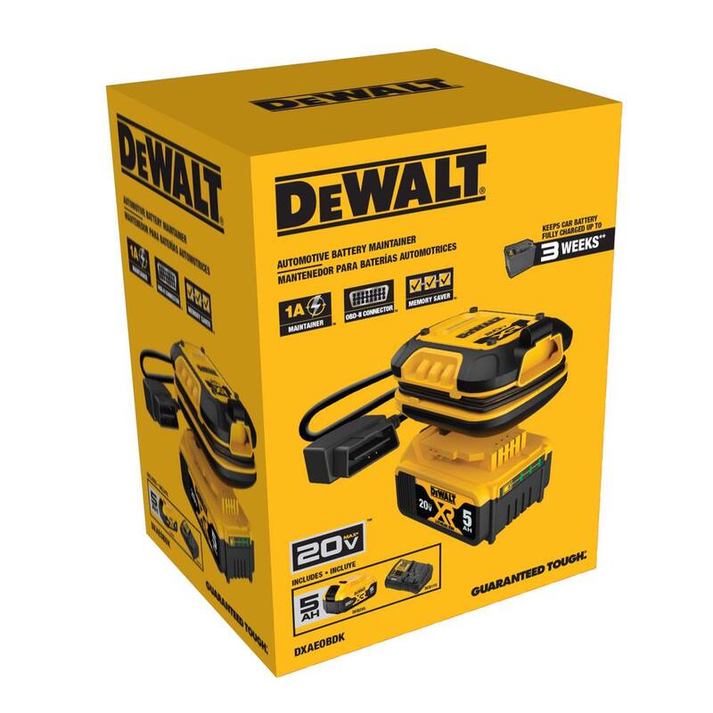 DEWALT 12V Auto Battery Maintainer Includes 20V x R 5AH Battery, DCB115 Charger - DXAEOBDK