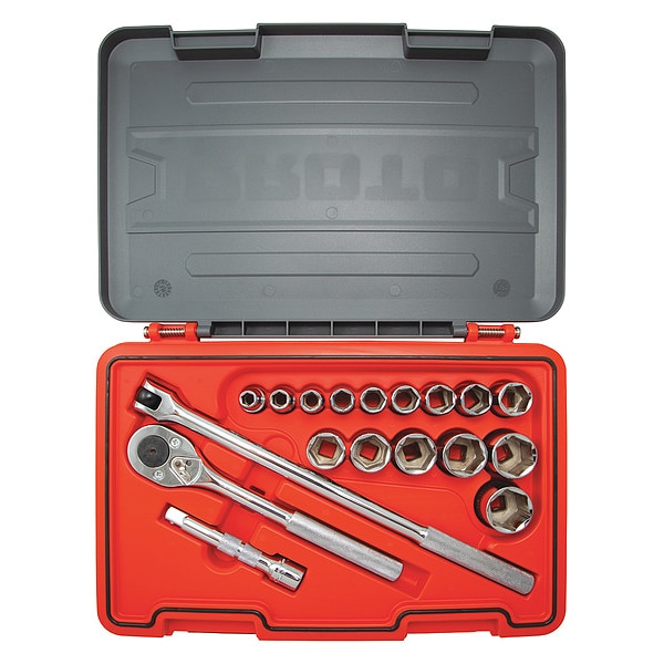 Proto 1/2 in Drive Socket Set SAE 18 Pieces 3/8 in to 11/16 in , Chrome - J54118S