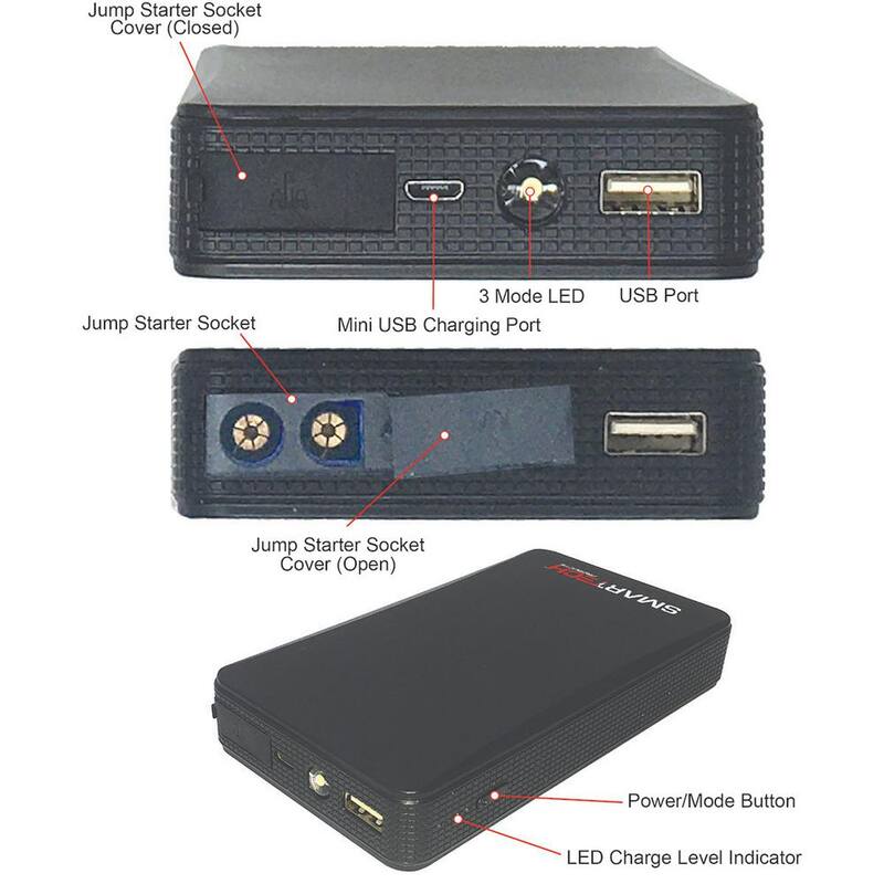Smartech Products 8000 mAh Lithium Powered Vehicle Jump Starter and Power Bank - GSK-8000
