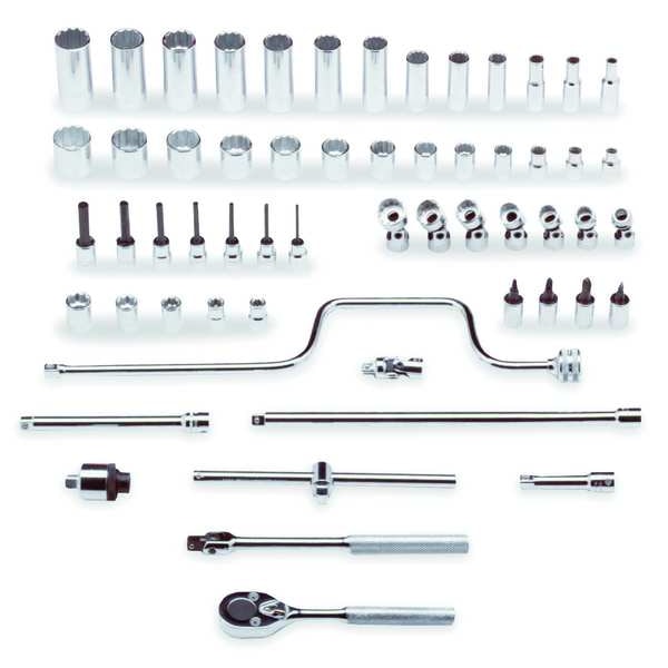 Proto 3/8" Drive Socket Combination Set SAE 58 Pieces 1/4 in to 1 in , Full Polish - J52142