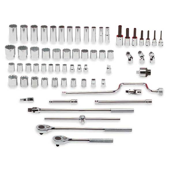 Proto 1/2" Drive Socket Combination Set SAE 59 Pieces 3/8 in to 1 1/2 in , Full Polish - J54132