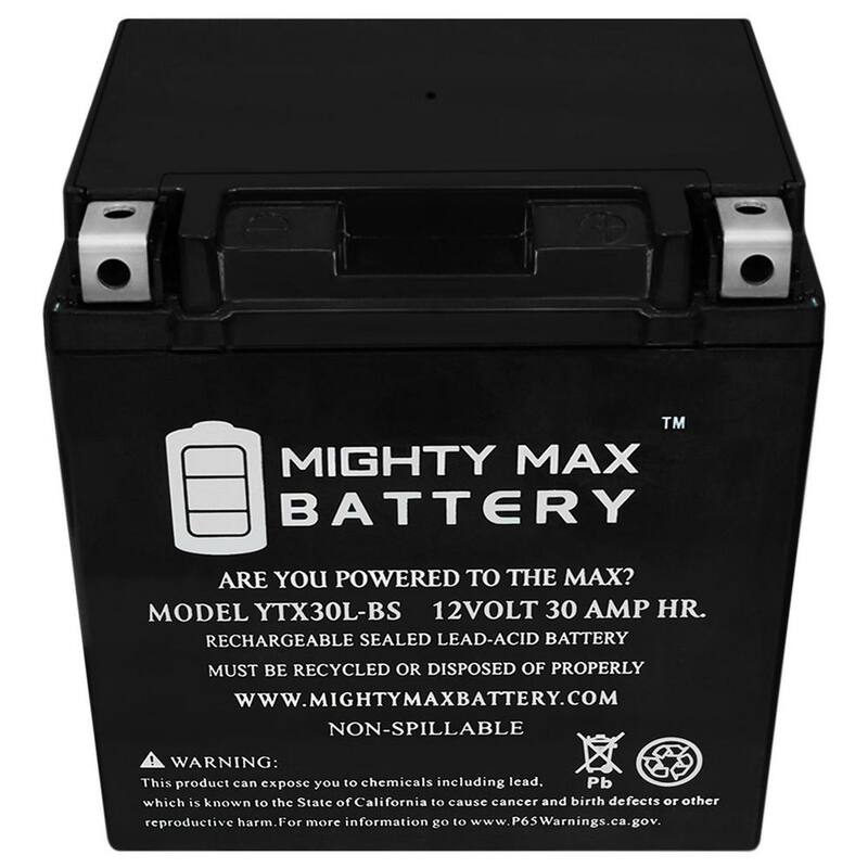 MIGHTY MAX BATTERY 12-Volt 30 Ah 385 CCA AGM Sealed Lead Acid (SLA) Powersport Battery - YTX30L-BS