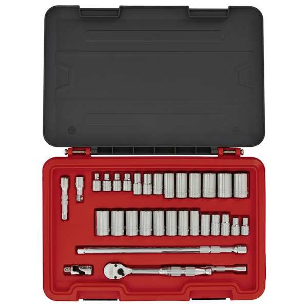 Proto 3/8 in Drive Socket Set Metric, SAE 32 Pieces 1/4 in to 7/8 in, 8 mm to 20 mm , Chrome - J52332AS