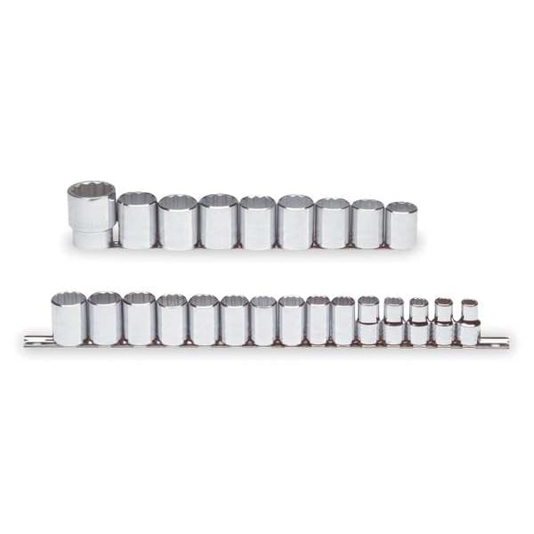 Proto 1/2" Drive Socket Set Metric 24 Pieces 10 mm to 36 mm , Full Polish - J54211
