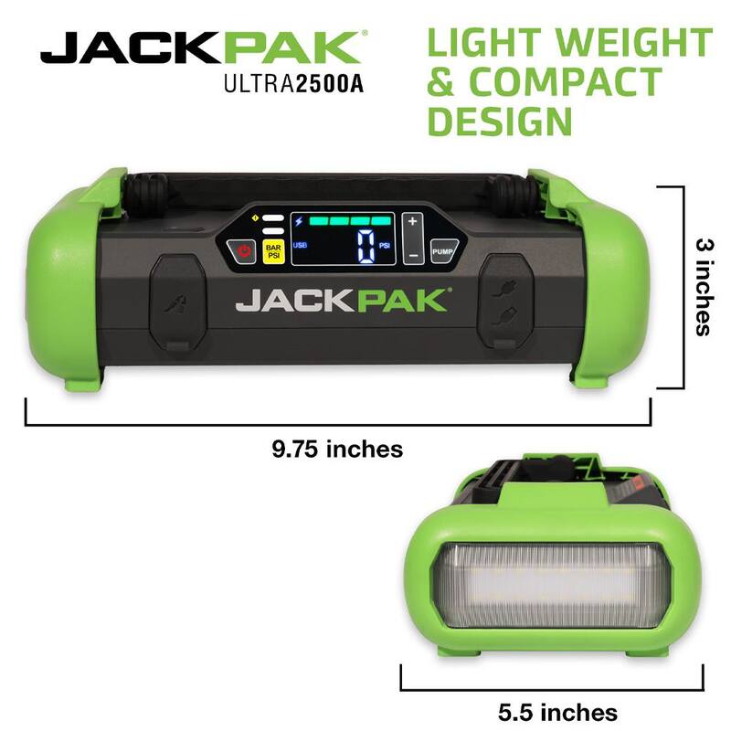 JACKPAK Ultra Multi-Function Jump Starter and Air Compressor 150 PSI/2500 Amp (2-Pack) - JP20K2PK