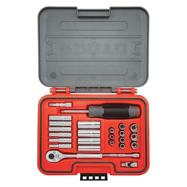Proto 1/4 in Drive Socket Set SAE 25 Pieces 3/16 in to 9/16 in , Chrome - J47125T