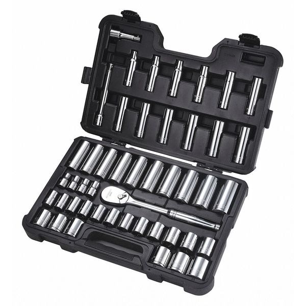 Westward 1/2" Drive Socket Set Metric 47 Pieces 10 mm to 32 mm , Chrome - 53PN55