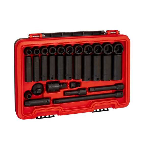Proto 1/2 in Drive Socket Set SAE 30 Pieces 3/8 in to 1 1/16 in , Black Phosphate - J74130IM