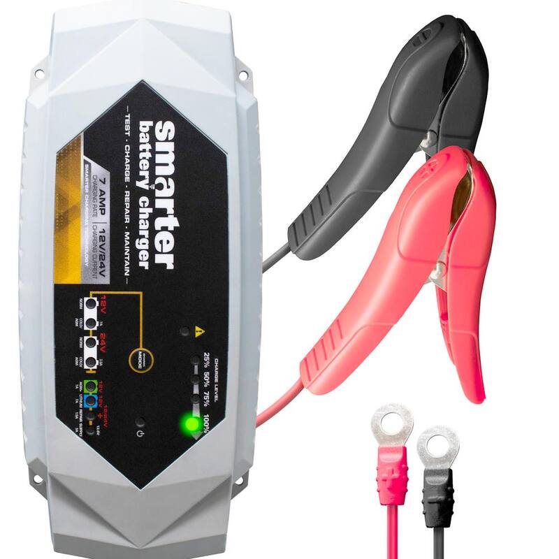Smartech Products 12V/24V 7 Amp Smart Automotive Battery Charger, Maintainer, Repairer, Tester with Advanced Desulphation Process - BC-7000